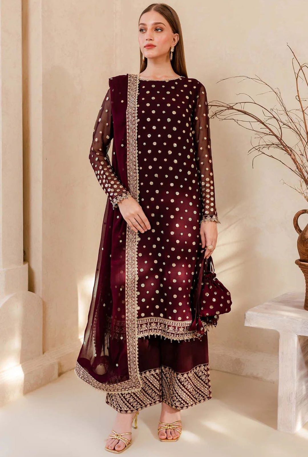 Velvet 3-Piece Embroidered Suit - FJ