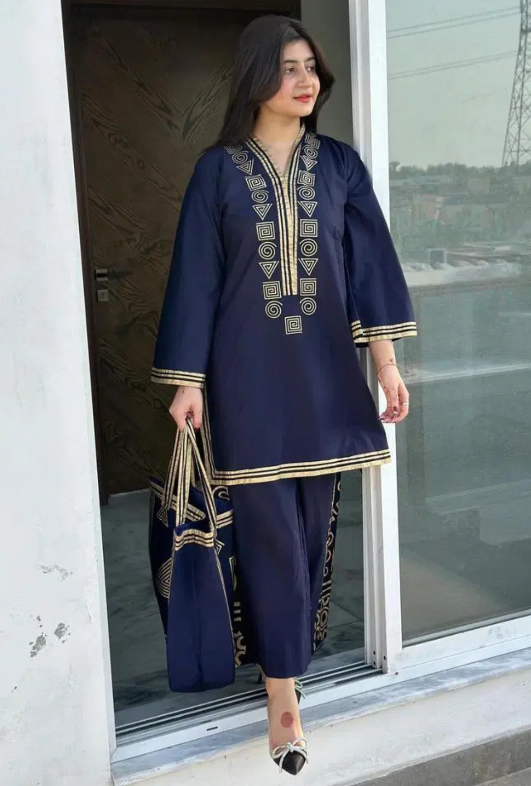 Stitched Linen Chikankari Suit