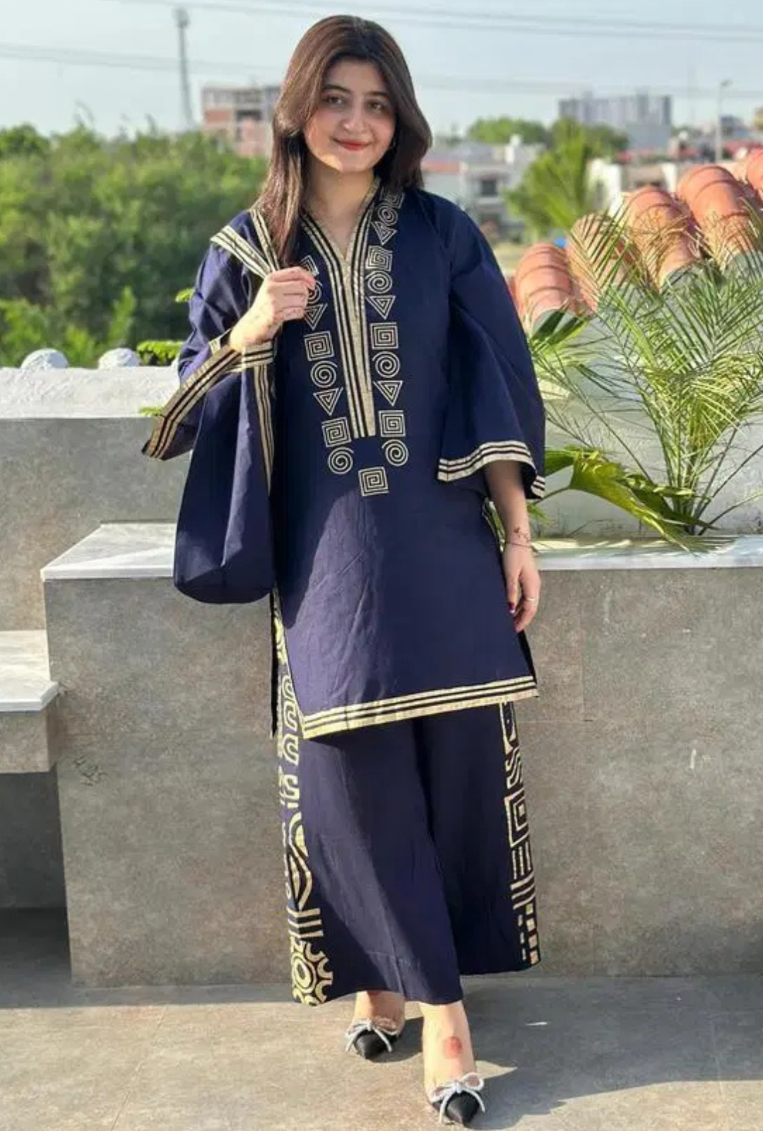 Stitched Linen Chikankari Suit